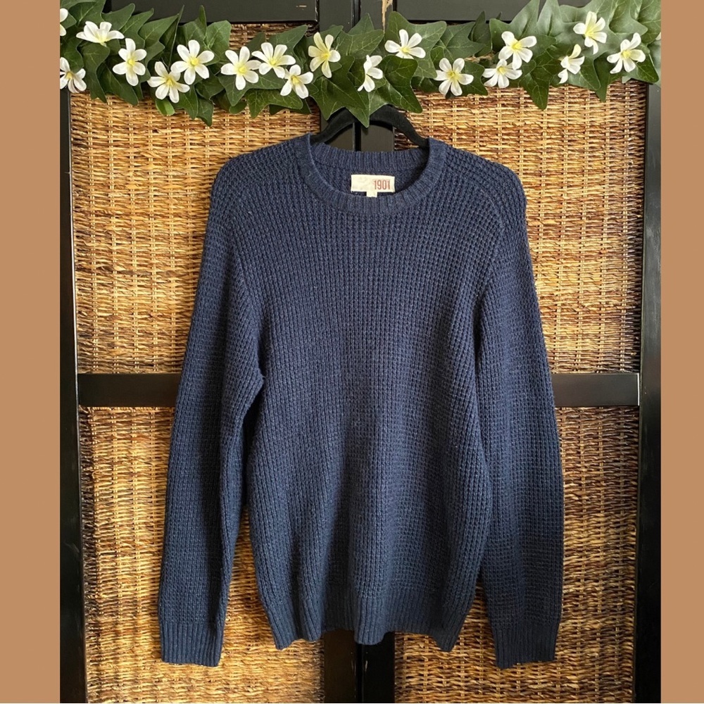 1901 Men’s Navy Knit Sweater w/ Elbow Pads S